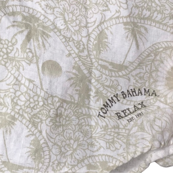 Tommy Bahama Linen Shirt Long Sleeve Button Up Paisley Floral Cream Gold Large - Picture 6 of 11